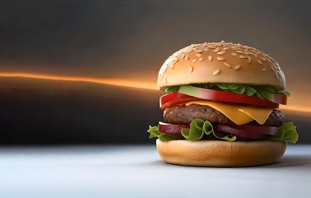 burger with mountain background burger with sky and mountains in the background