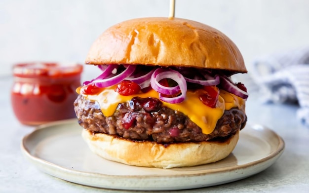 Burger with Raspberry BBQ Sauce