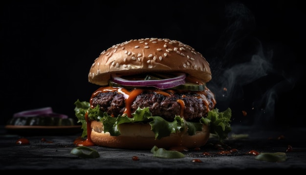 Burgers on a black background