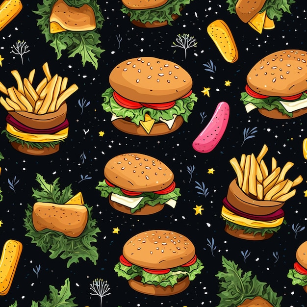 Burgers and fries patterns