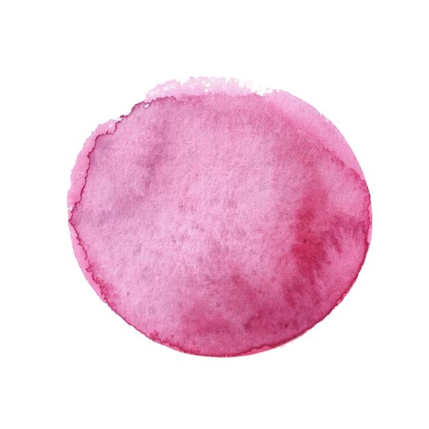 Burgundy circle painted with watercolors isolated. Watercolor burgundy.