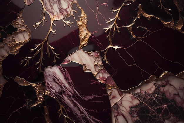 Burgundy and gold marble background Luxury marble stone texture Invitation backdrop