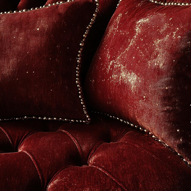 Photo burgundy velvet fabric with gold trim