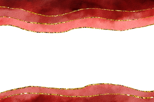 Burgundy Watercolor Background with golden Border