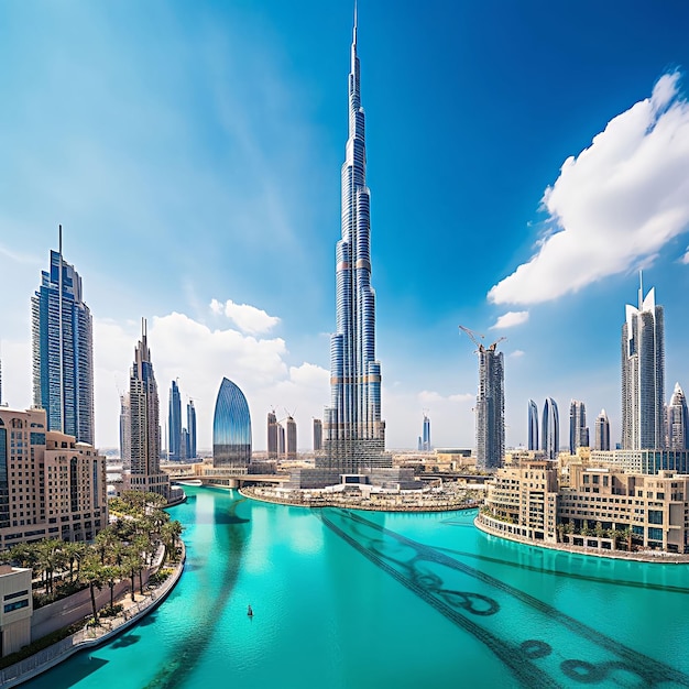 The Burj Khalifa in Dubai the tallest building in the world rising majestically above the city sky