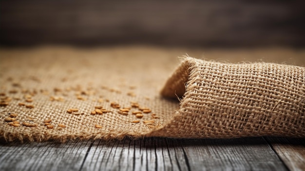 burlap at old gray wooden house