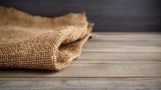 burlap on old gray wooden table