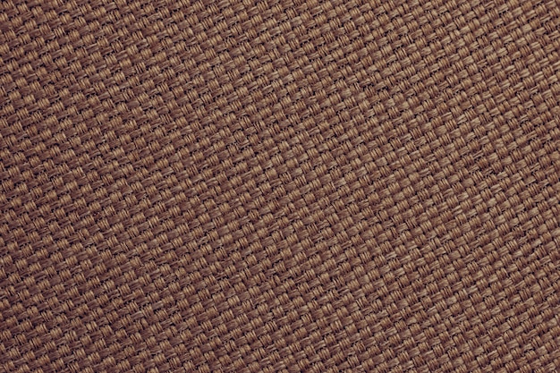 Burlap wallpaper, natural dark brown textile, fiber surface. Sackcloth texture, background.