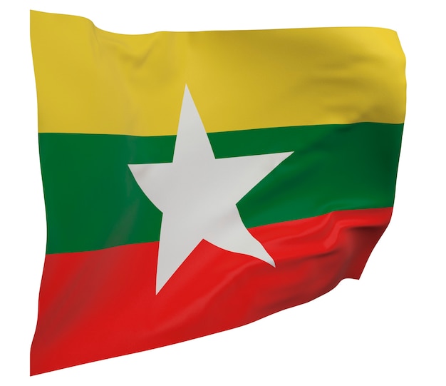 Burma flag isolated. Waving banner. National flag of Burma