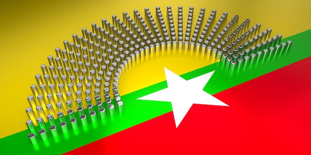 Burma flag voting parliamentary election concept 3D illustration