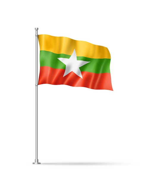 Burma Myanmar flag isolated on white