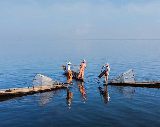 Burmese fisherman at Inle lake, Myanmar