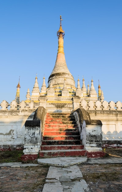 Burmese pagoda at Maha Aungmye Bonzan Monastery in Inwa Myanmar