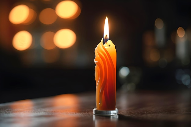 Burning candle on dark background with copy space AI generated