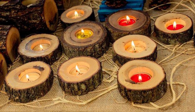 Burning candle making light in view as a background