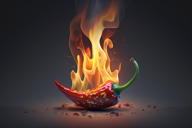 Burning Chili Pepper on Fire vegan and healthy