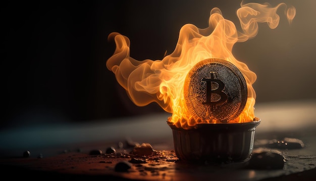 A burning coin is burning in flames and is burning.