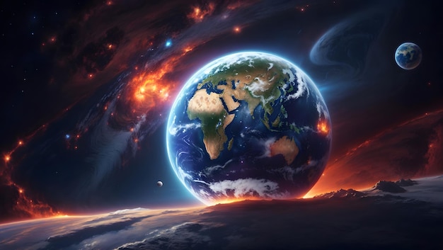 Burning earth illustration as a sign for global warming