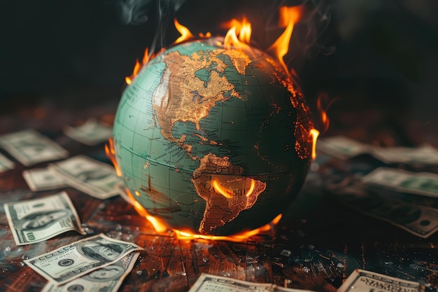 Burning Globe A Symbolic Representation of Global Crisis