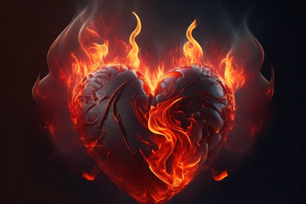 a Burning Heart Representing Passion And Emotional Intensity