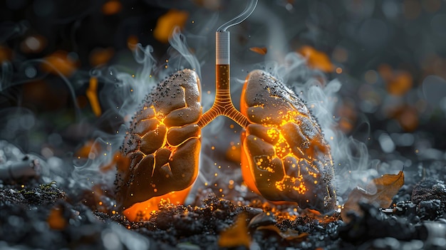 Burning Lungs Symbolizing Effects of Smoking