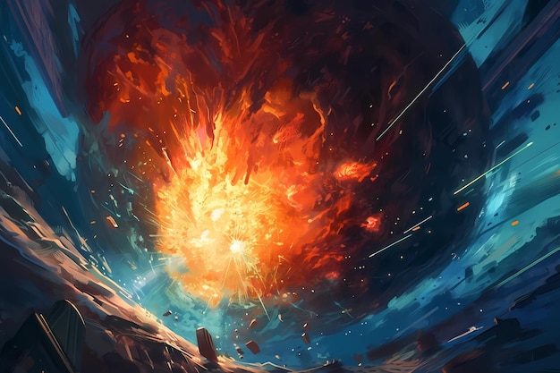 Burning meteorid digital art illustration