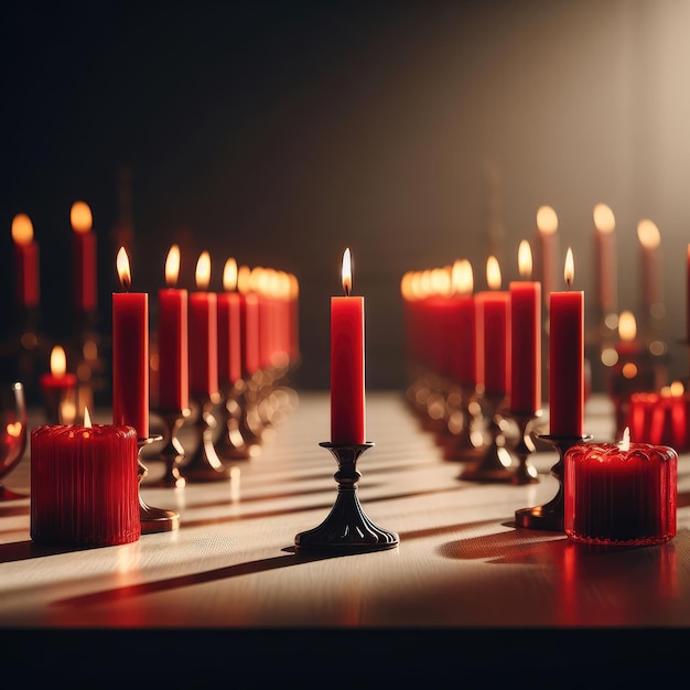 burning red candles background for social media