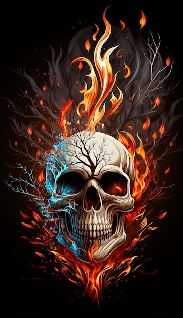 burning skull