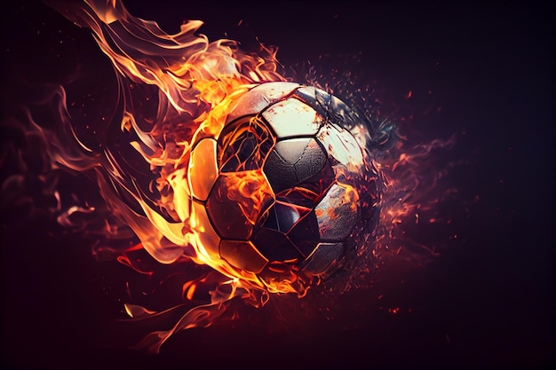 Burning soccer ballgenerative ai