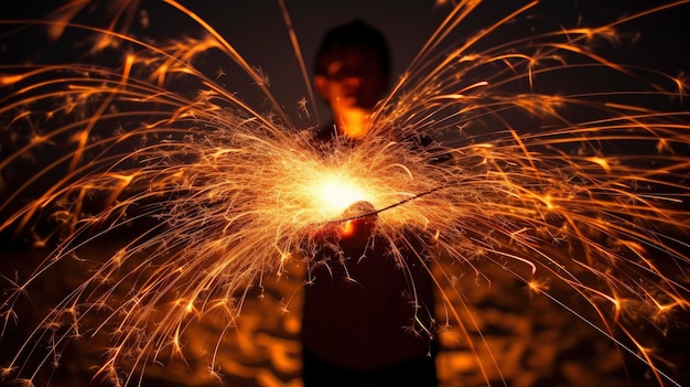 Burning sparkler lights professional photo sharp focus