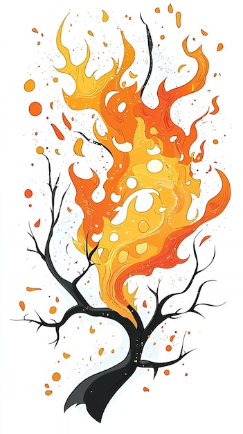 Photo burning tree illustration