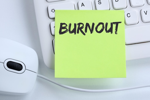 Burnout ill illness stress stressed at work business concept mouse