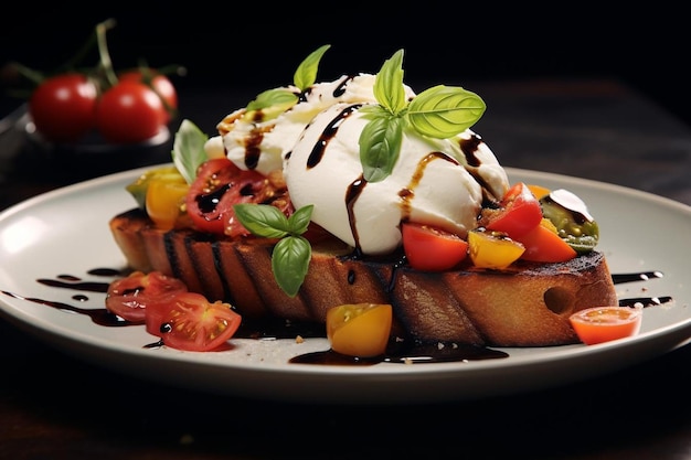 Burrata Basil Tomato Bruschetta delicious Bruschetta food image photography