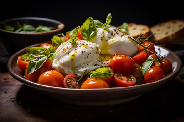 Burrata cheese with cherry tomatoes