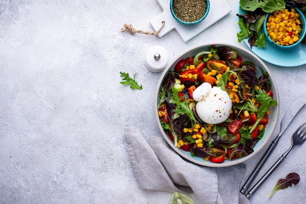 Burrata cheese with vegetable salad