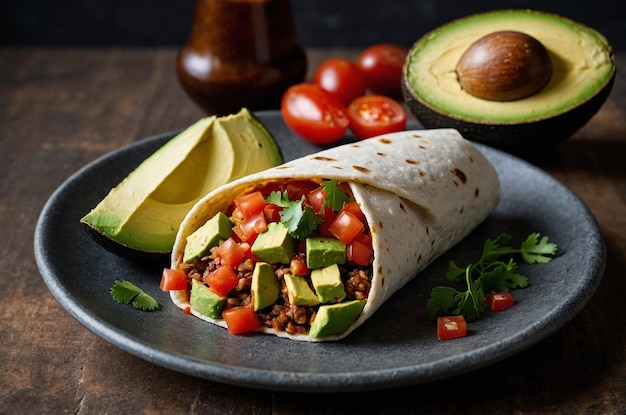 Burrito Bowl with Fresh Salsa and Avocado Slices