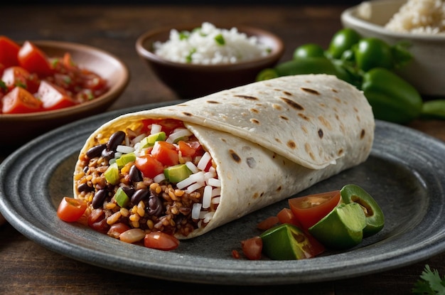 Burrito Plate with Rice Beans and Salsa