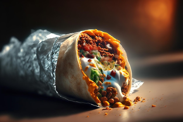 Burrito street fast food mexican cuisine popular dish