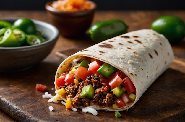 Burrito with Bold Mexican Flavors and Fresh Salsa