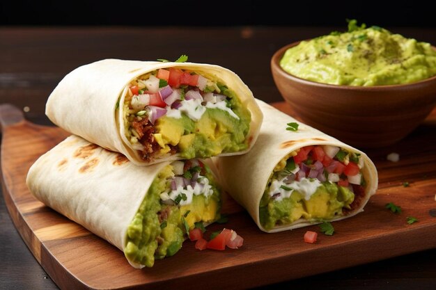 Burrito with Fresh Guacamole and Cheese delicious Burritos food image photography