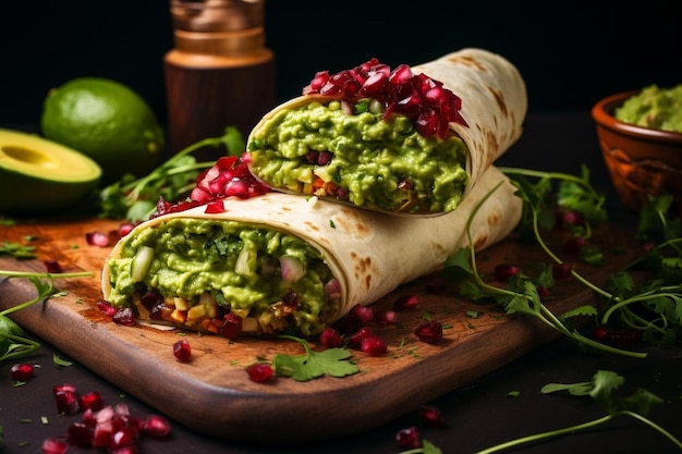 Burrito with Fresh Guacamole and Cilantro delicious Burritos food image photography