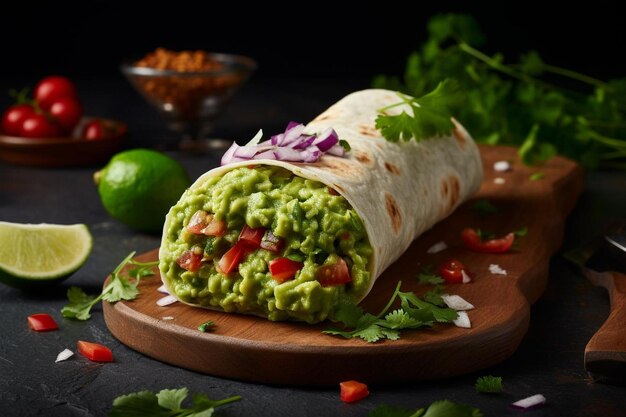 Burrito with Fresh Guacamole and Lime delicious Burritos food image photography