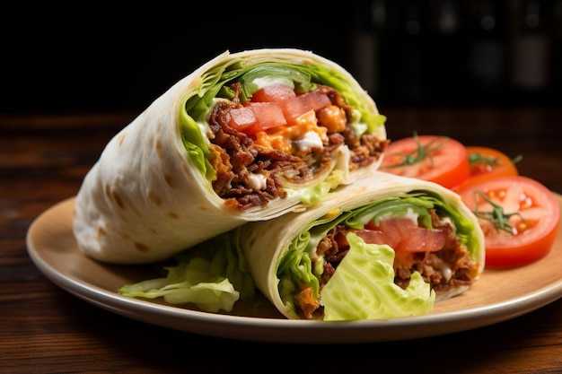 Burrito with Fresh Lettuce and Tomato delicious Burritos food image photography