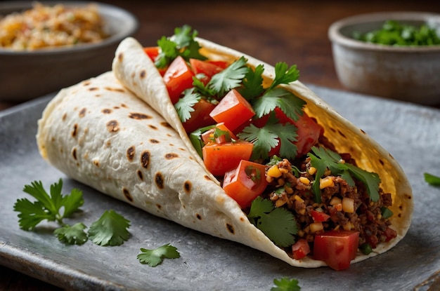 Burrito with Fresh Salsa and Cilantro Lime Sauce