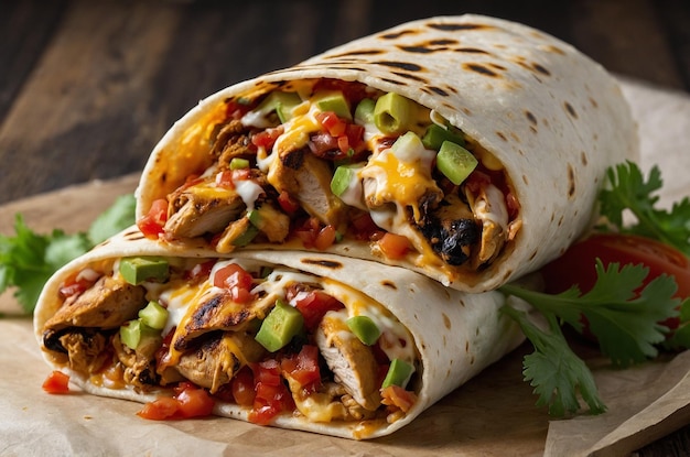 Burrito with Fresh Salsa and Grilled Chicken Strips