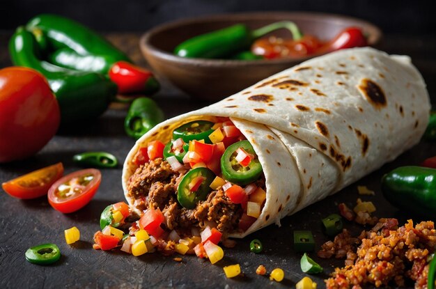 Burrito with Hot Peppers and Fresh Salsa