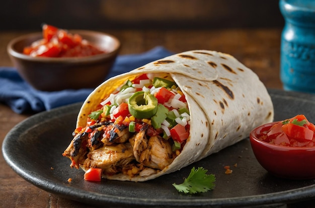 Burrito with Hot Salsa and Grilled Chicken