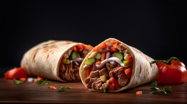 burritos is wrapped in beef and vegetables