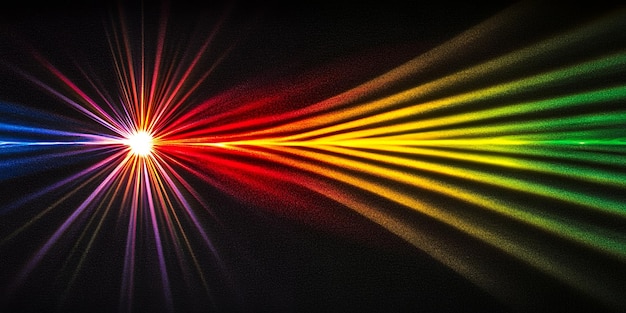 Photo a burst of colorful light beams on a black background