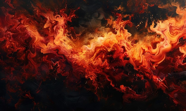 Photo burst of flames against a black backdrop redorange abstract background